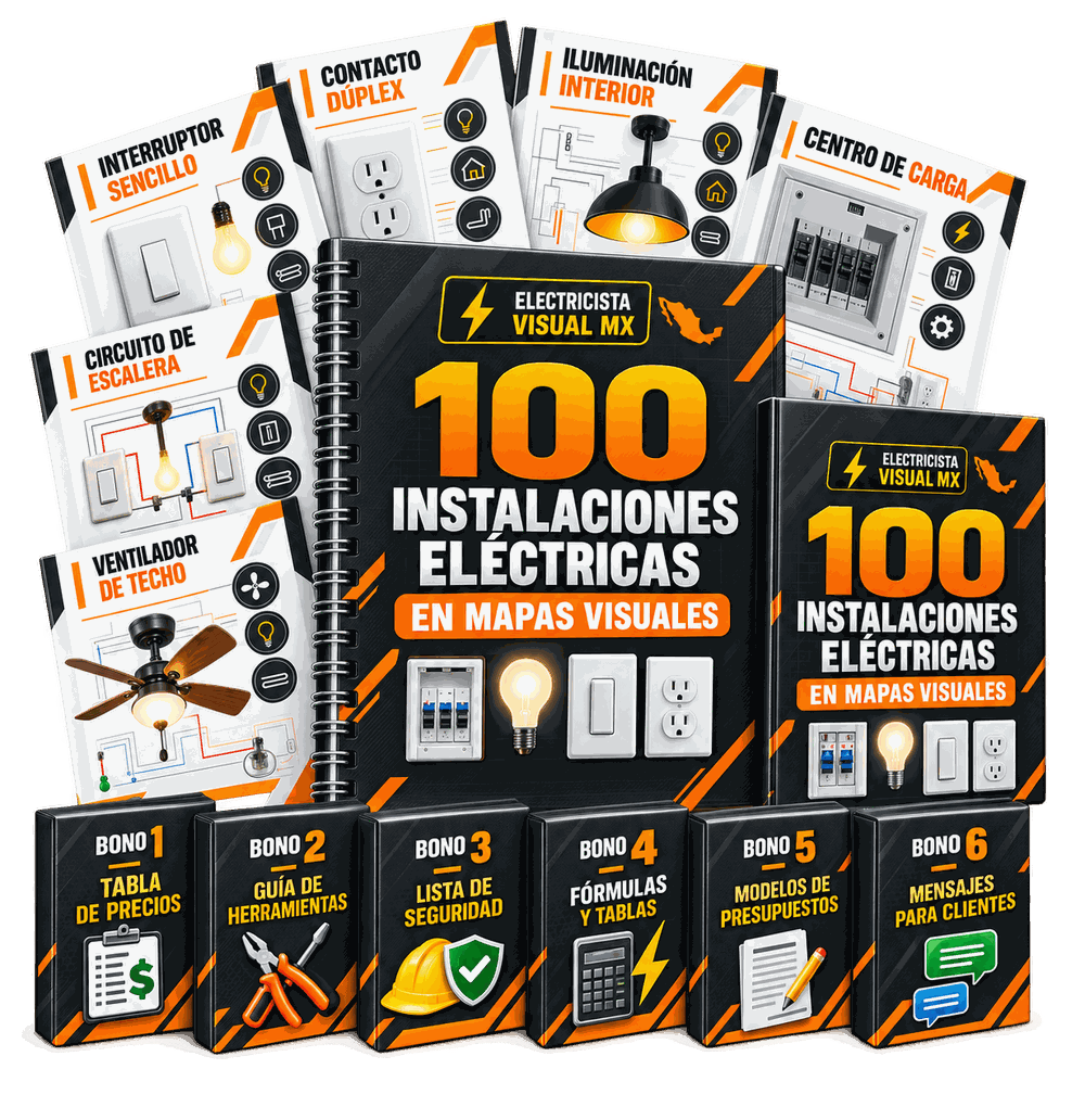Electricista Visual MX: la guia de 100 instalaciones electricas en mapas visuales junto a sus 6 bonos